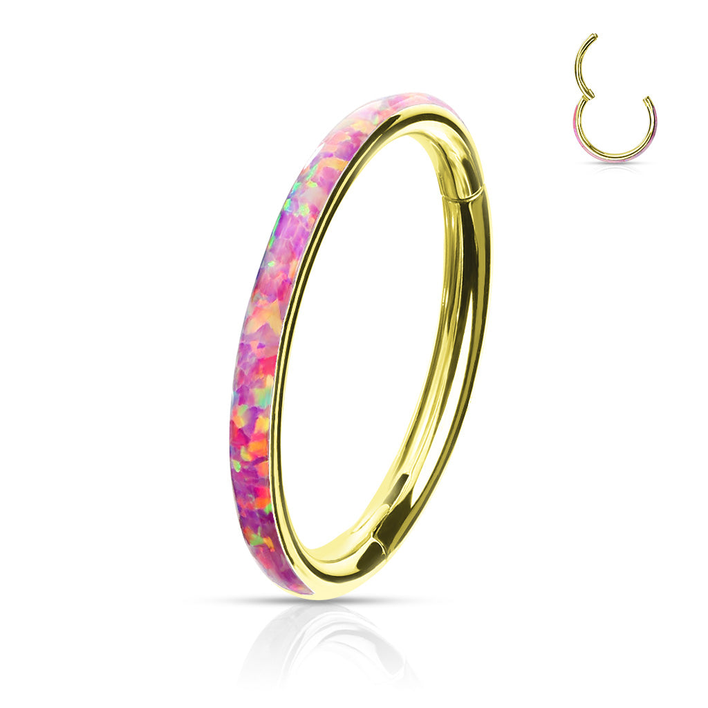 Premium Fire Opal Series Hinged Segment Ring 16g