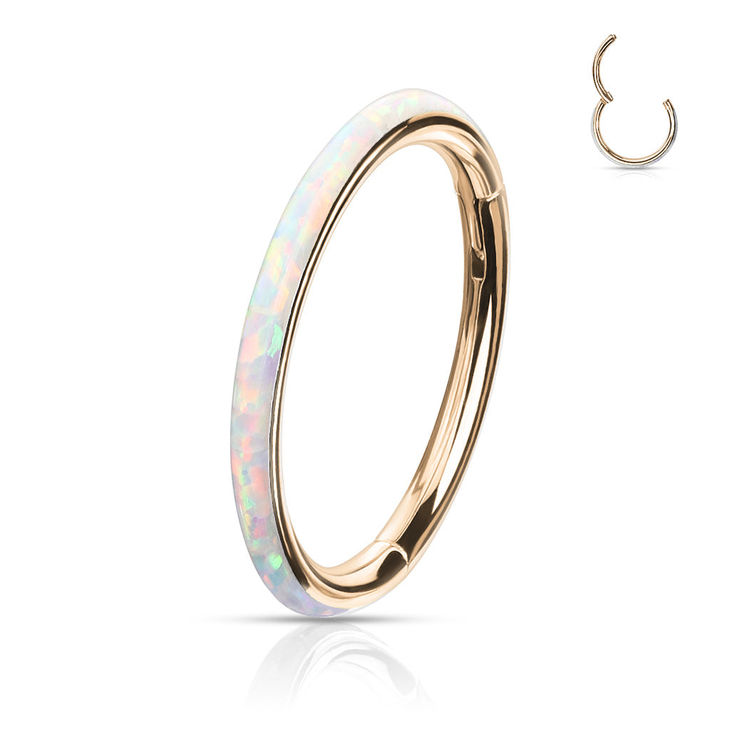 Premium Fire Opal Series Hinged Segment Ring 16g