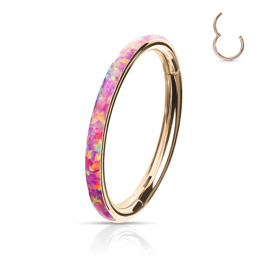 Premium Fire Opal Series Hinged Segment Ring 16g