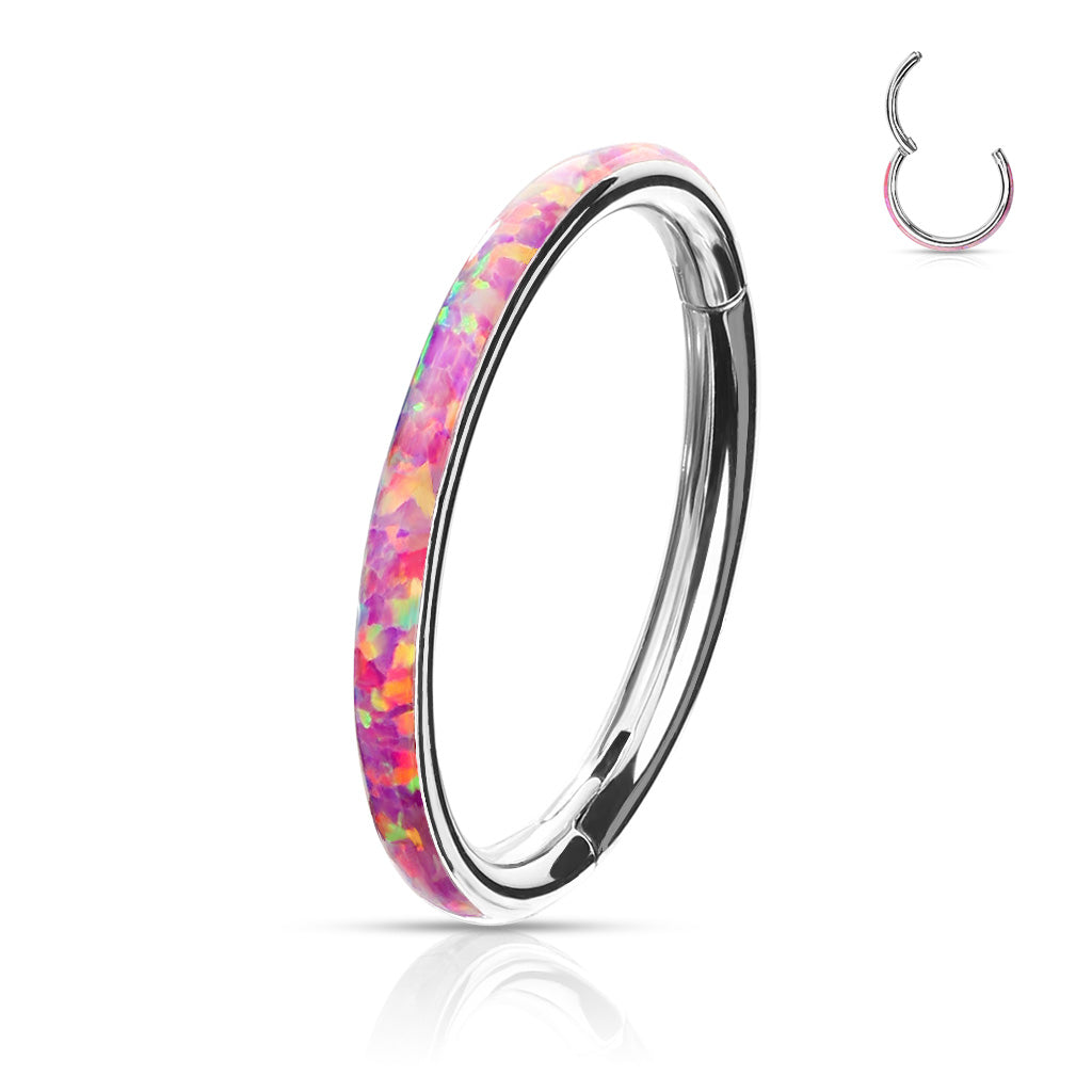 Premium Fire Opal Series Hinged Segment Ring 16g
