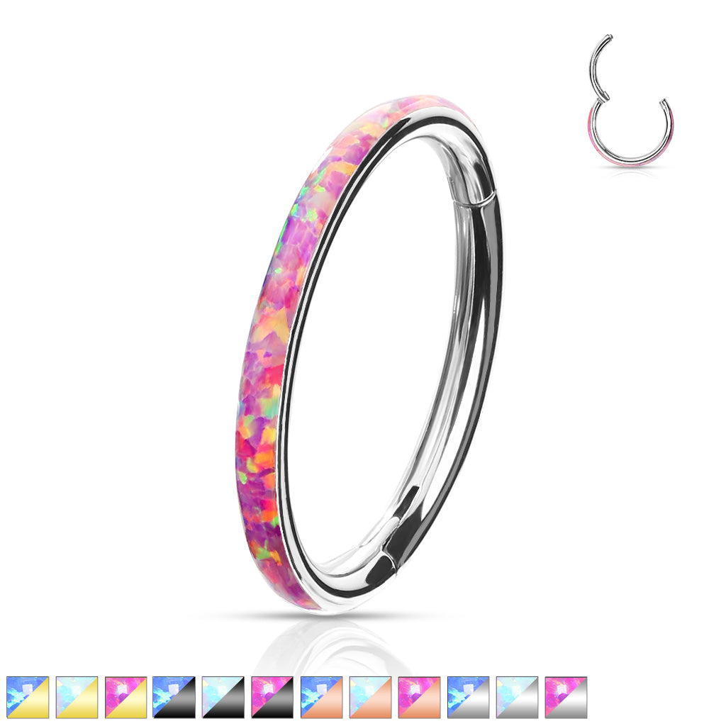 Premium Fire Opal Series Hinged Segment Ring 16g