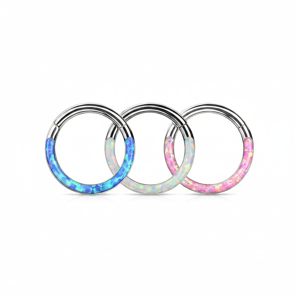 Premium Channel-Set Opal Hinged Segment Ring 14g