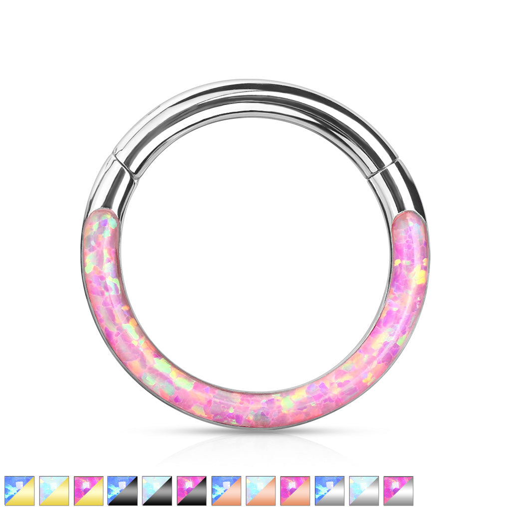 Premium Aura Opal Series Hinged Segment Ring 16g