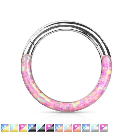 Premium Aura Opal Series Hinged Segment Ring 14g