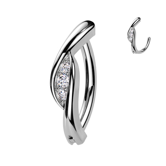 Claw-Set Twisted Crystal Clicker 14g