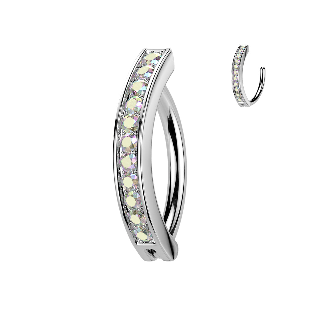 Claw-Set Crystal Rail Navel Clicker 14g