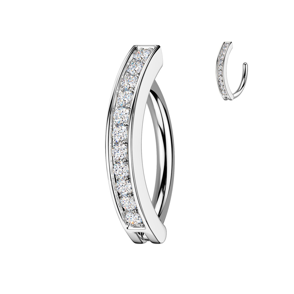Claw-Set Crystal Rail Navel Clicker 14g