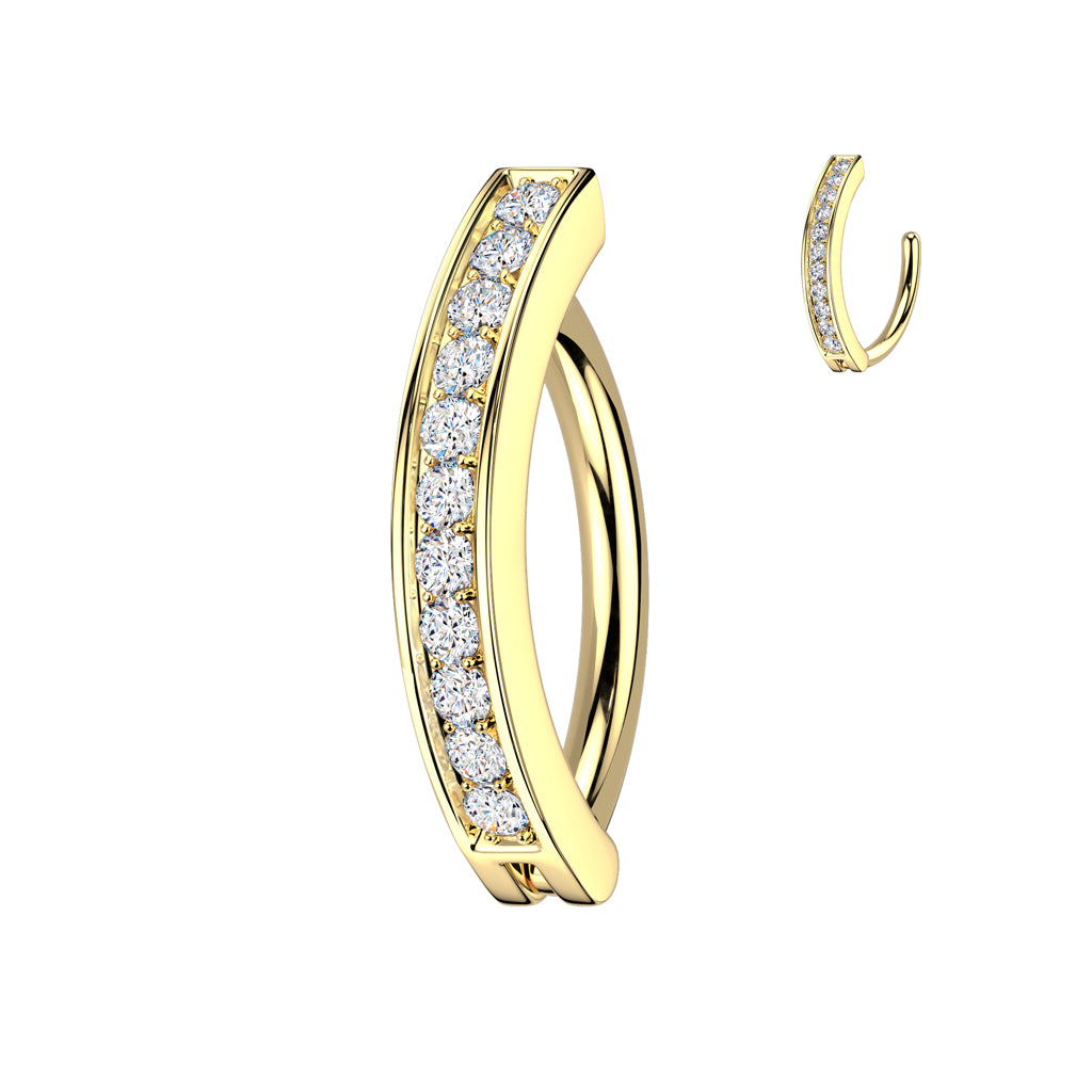 Claw-Set Crystal Rail Navel Clicker 14g