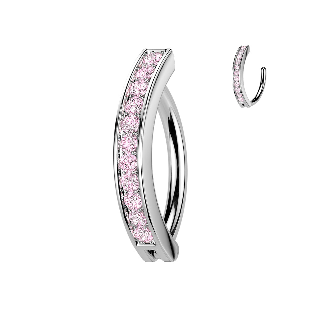 Claw-Set Crystal Rail Navel Clicker 14g