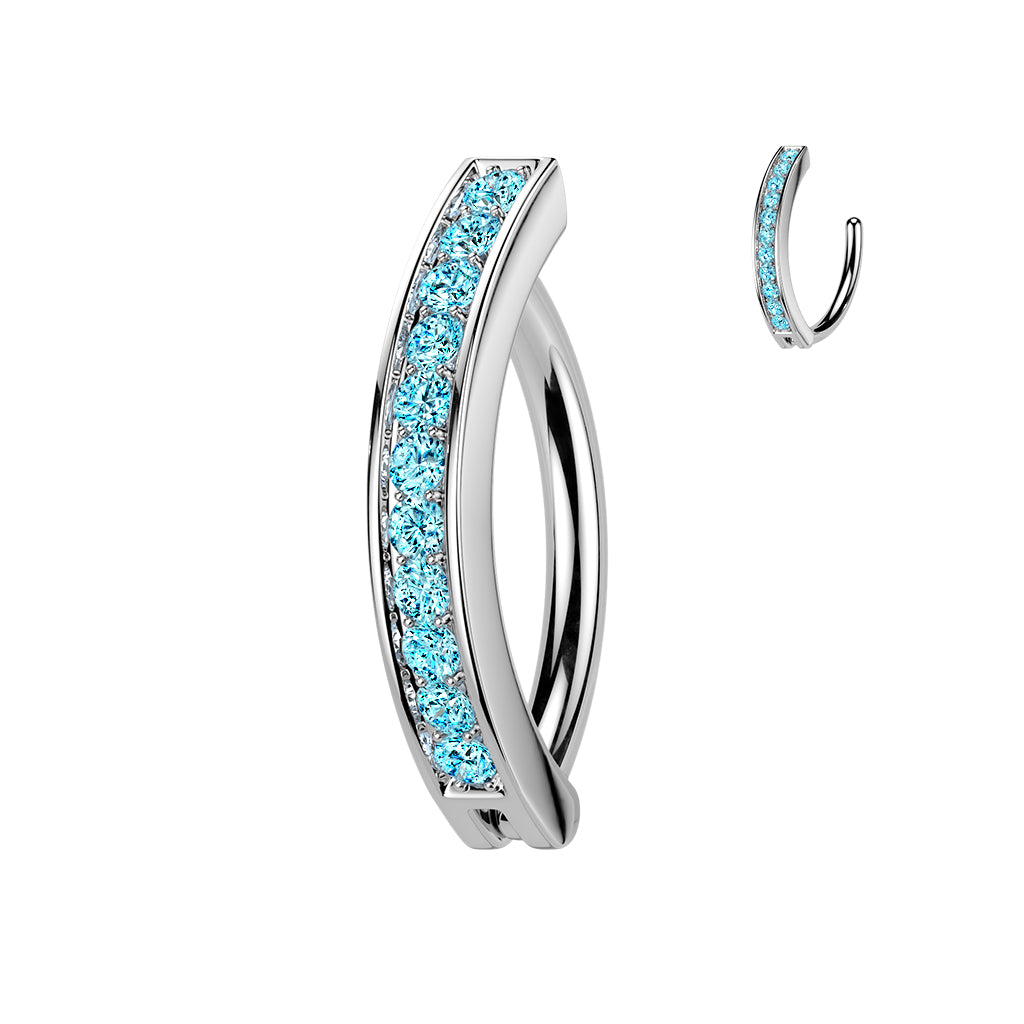 Claw-Set Crystal Rail Navel Clicker 14g