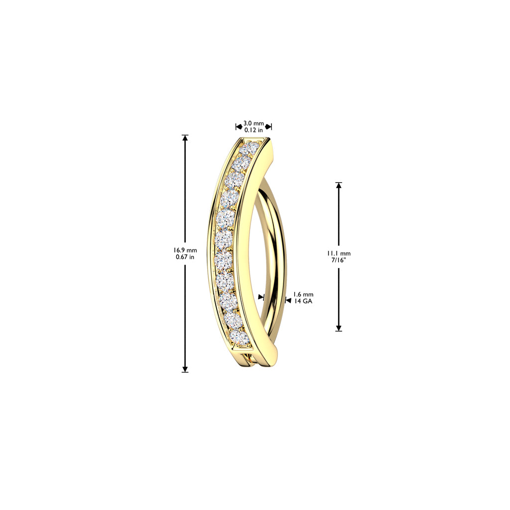 Claw-Set Crystal Rail Navel Clicker 14g