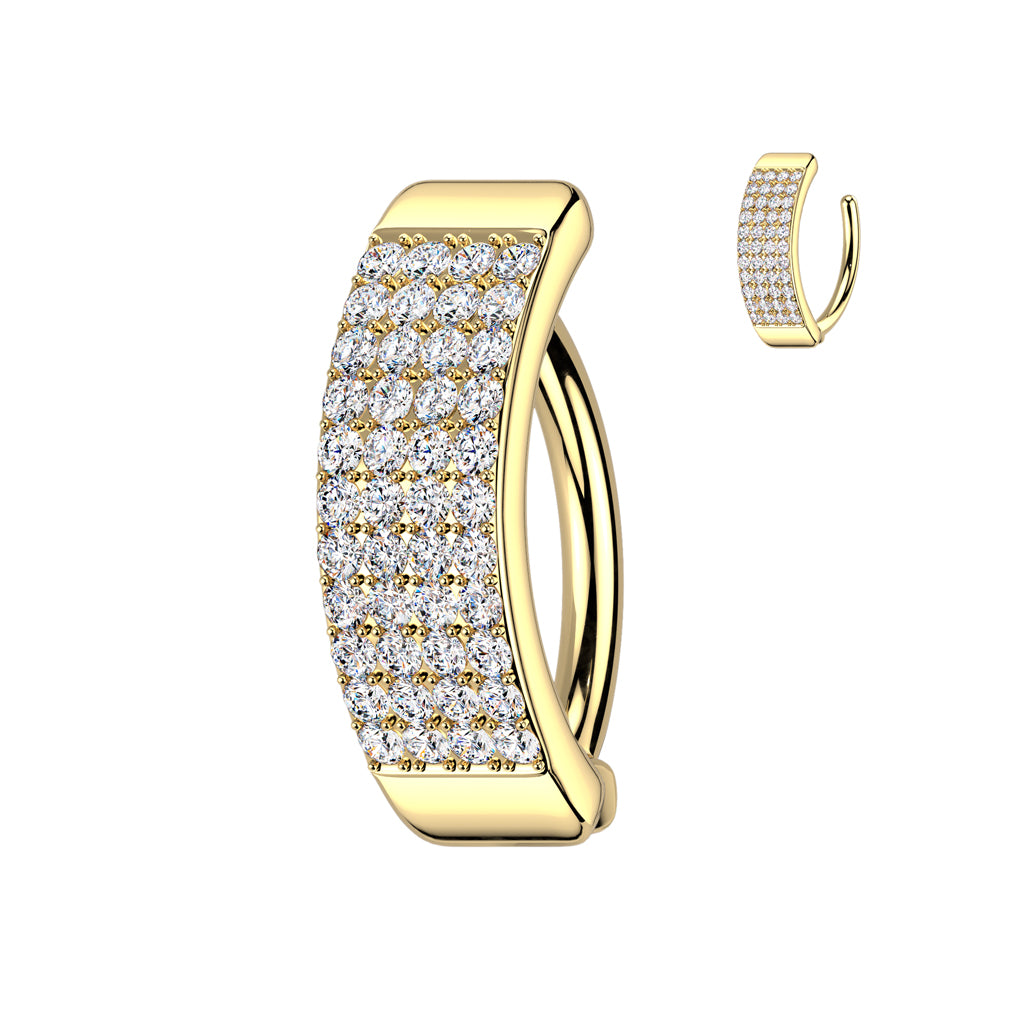 Claw-Set Crystal Four-Row Navel Clicker 14g