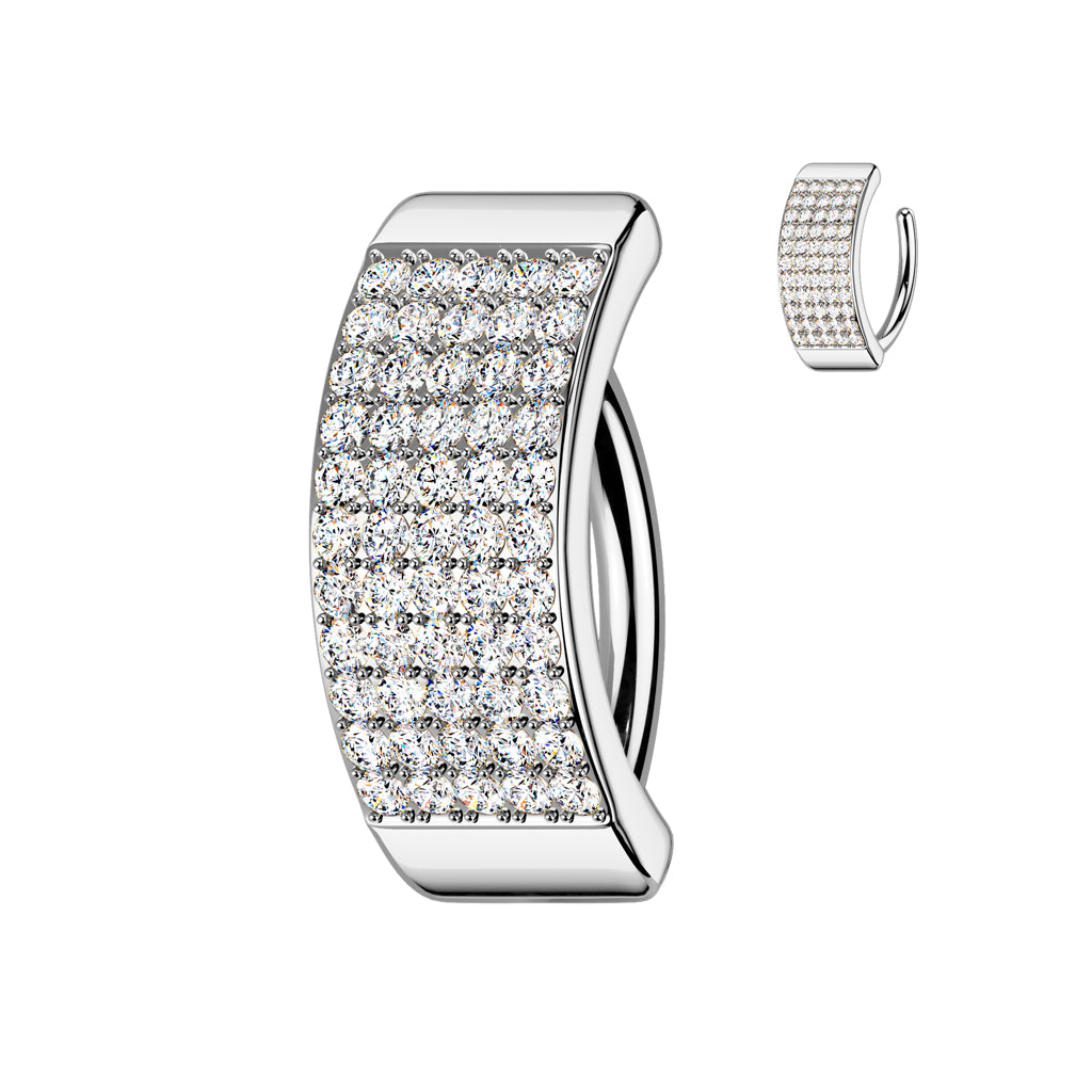 Claw-Set Crystal Five-Row Navel Clicker 14g