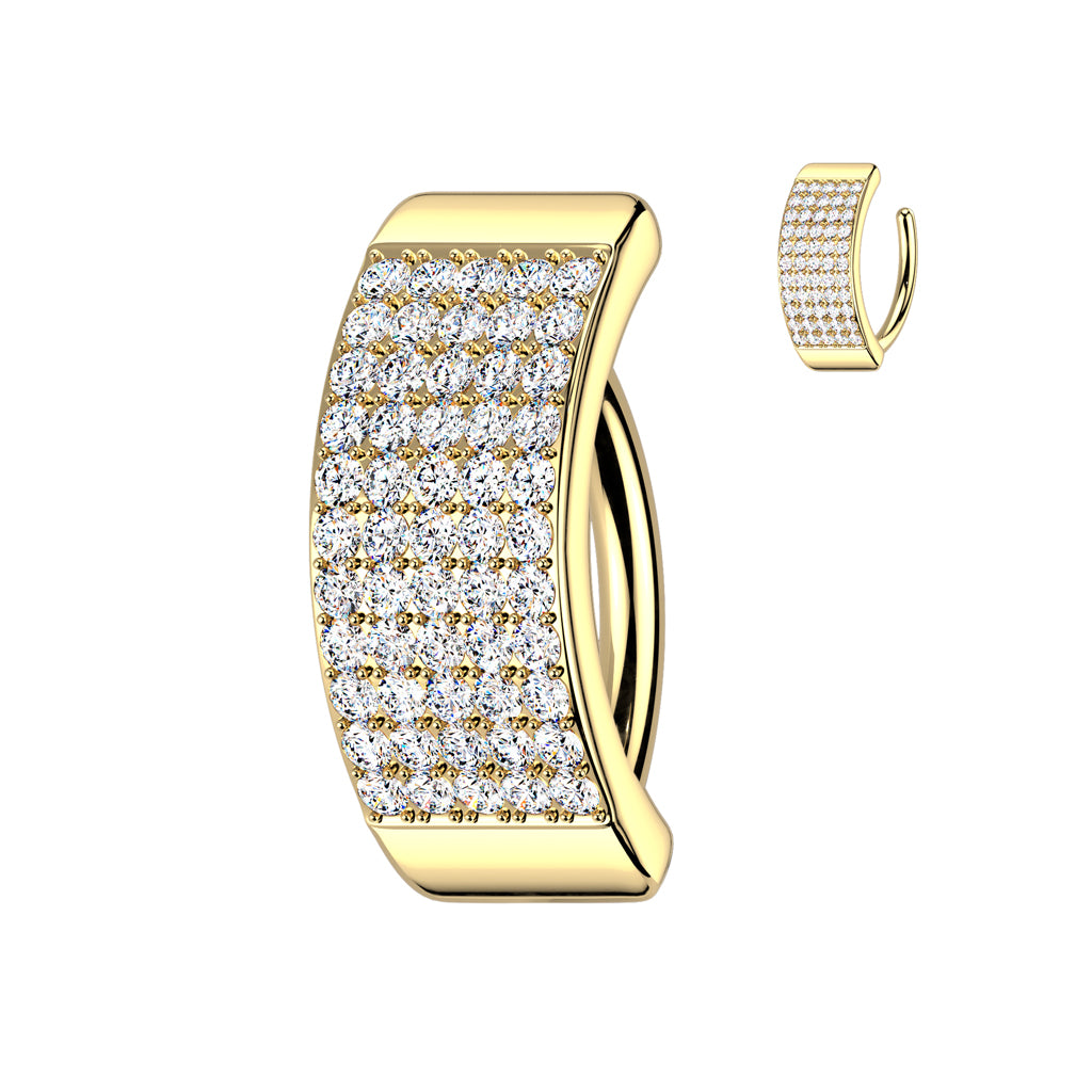 Claw-Set Crystal Five-Row Navel Clicker 14g