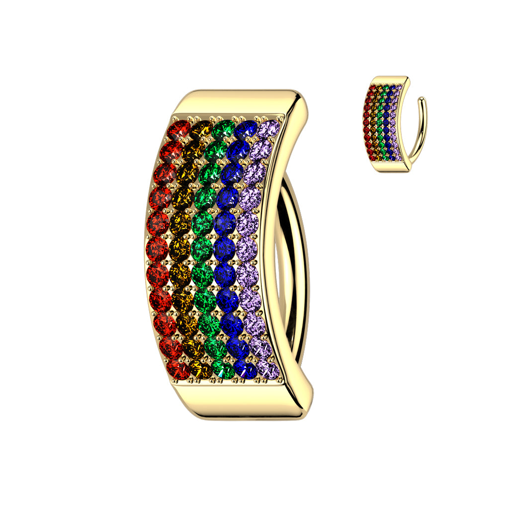 Claw-Set Crystal Five-Row Navel Clicker 14g