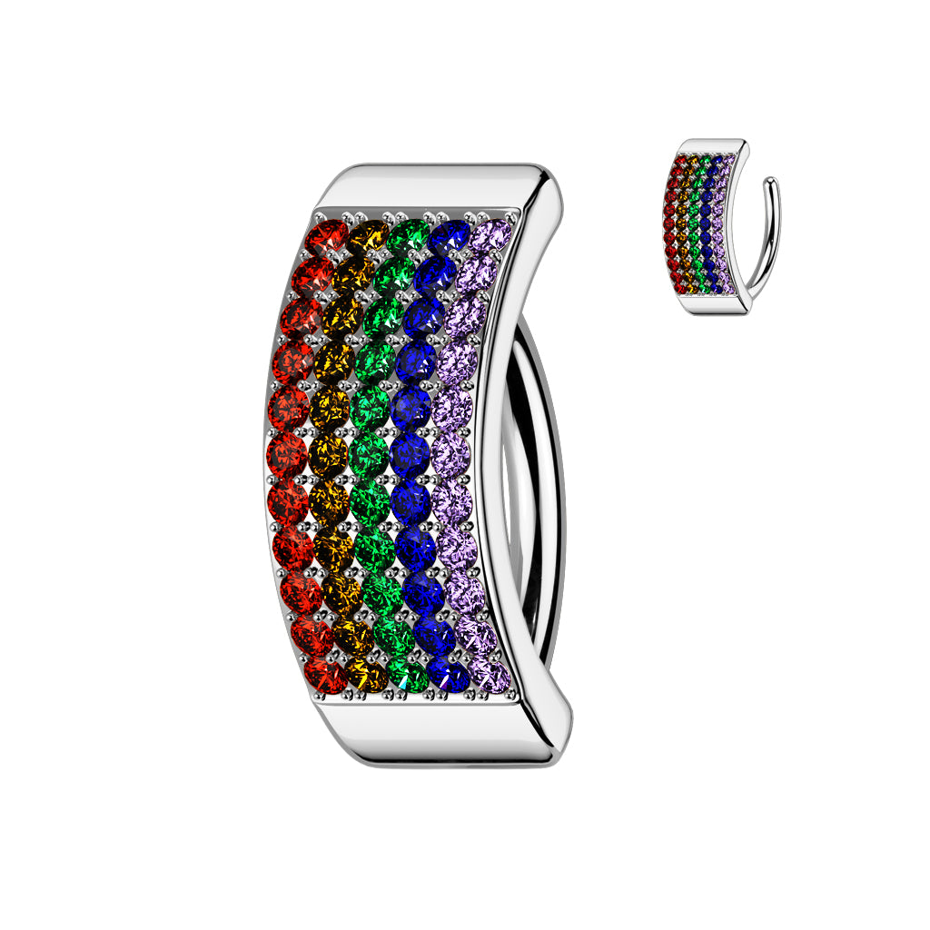 Claw-Set Crystal Five-Row Navel Clicker 14g