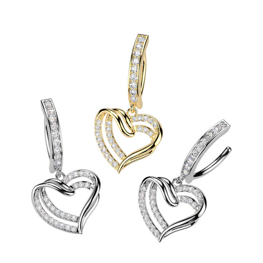 Heart Loop Dangle Clicker 14g