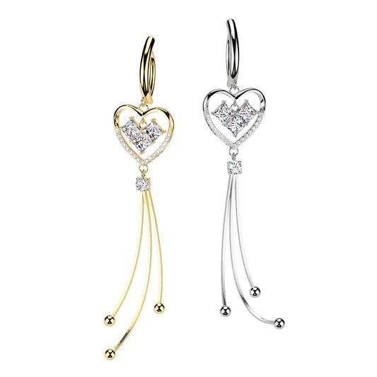 Floating Heart Dangle Clicker 14g