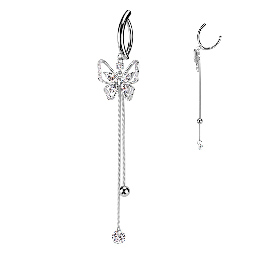 Premium Elegant Butterfly Dangle Clicker 14g