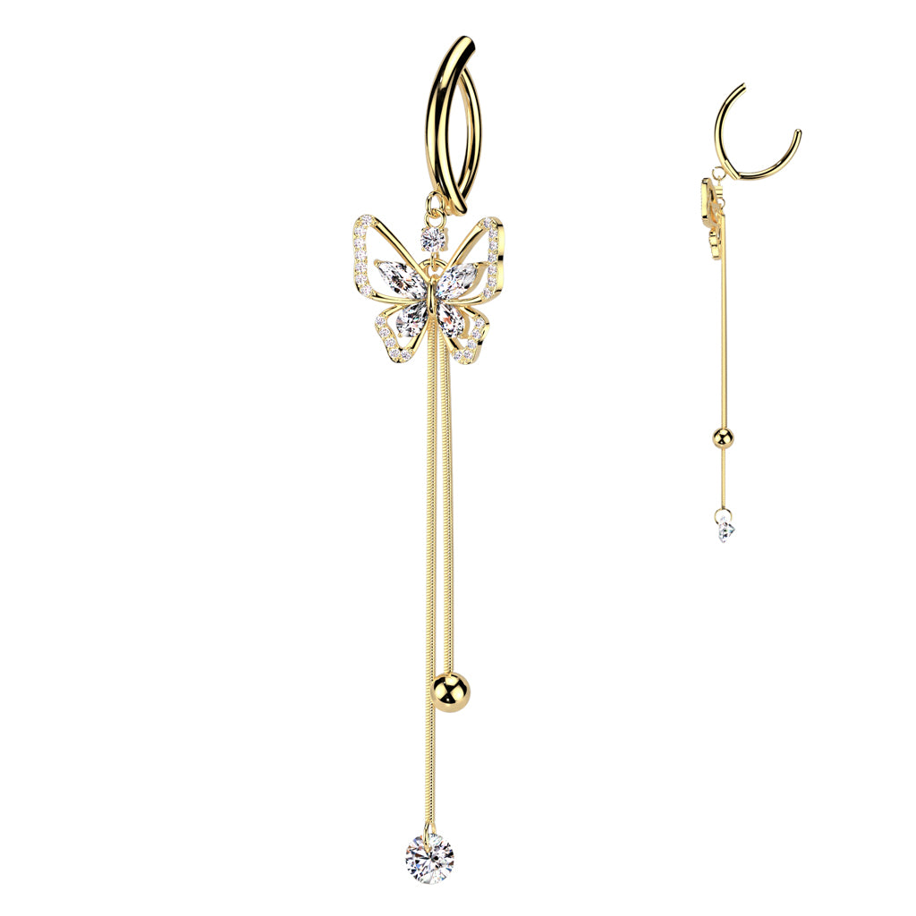 Premium Elegant Butterfly Dangle Clicker 14g