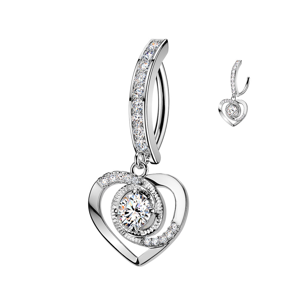 Crystal Heart Glow Dangle Clicker 14g