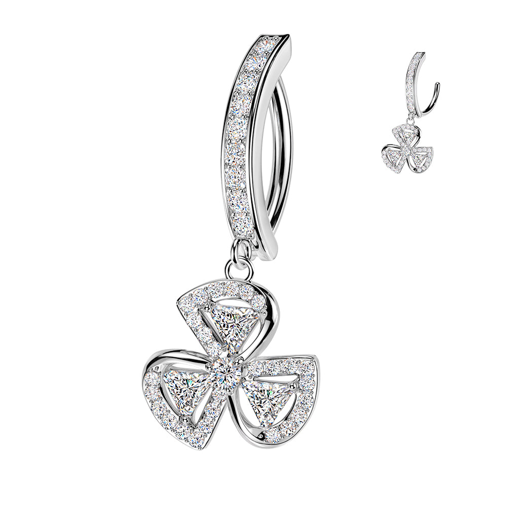 Tri‑Petal Spark Dangle Clicker 14g