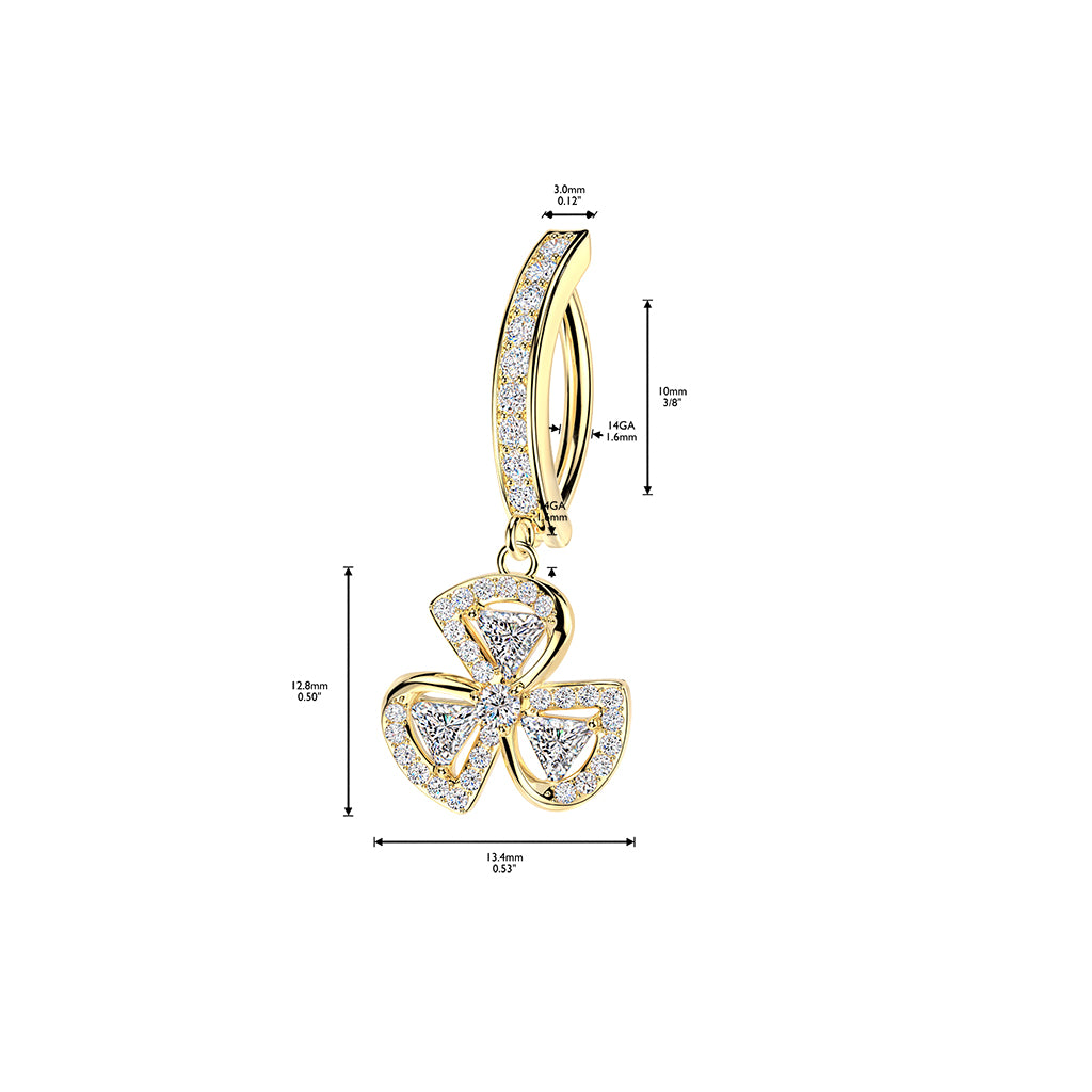 Tri‑Petal Spark Dangle Clicker 14g