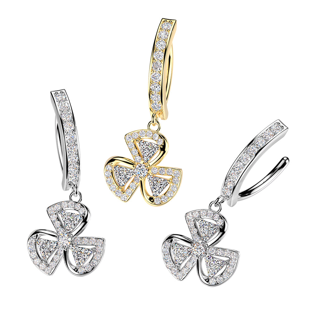 Tri‑Petal Spark Dangle Clicker 14g