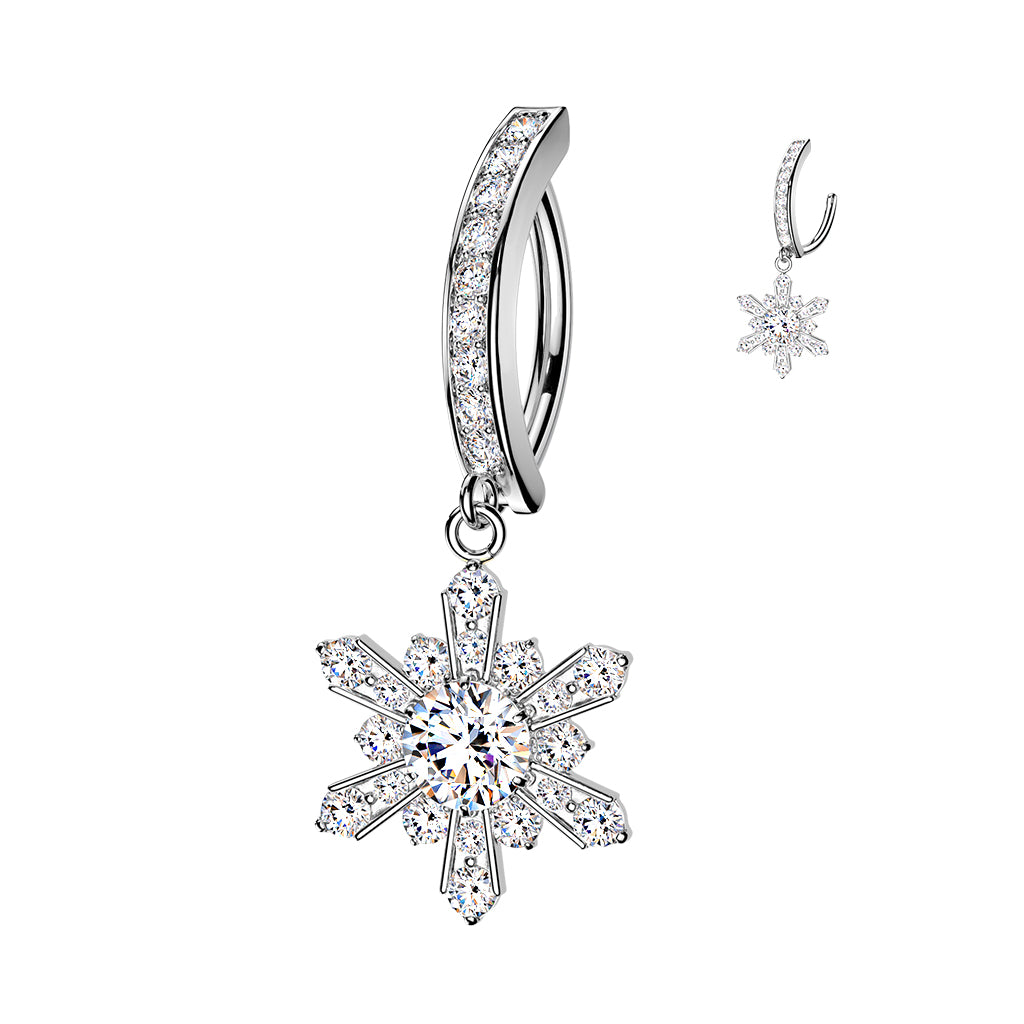 Radiant Snowflake Dangle Clicker 14g