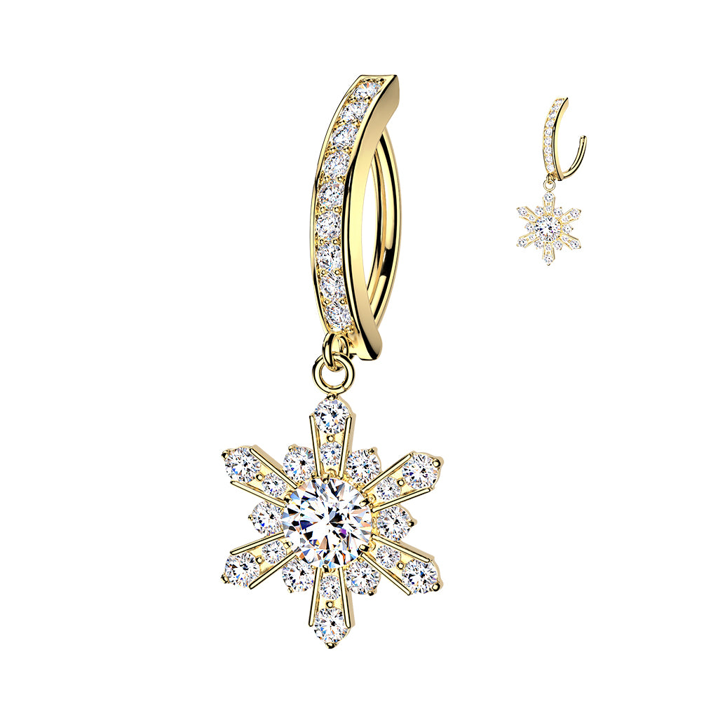 Radiant Snowflake Dangle Clicker 14g