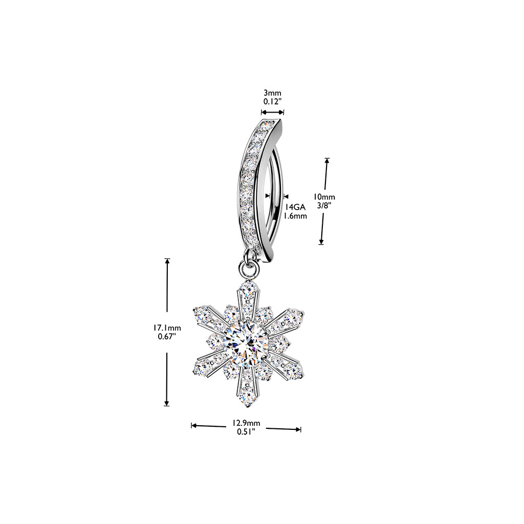 Radiant Snowflake Dangle Clicker 14g
