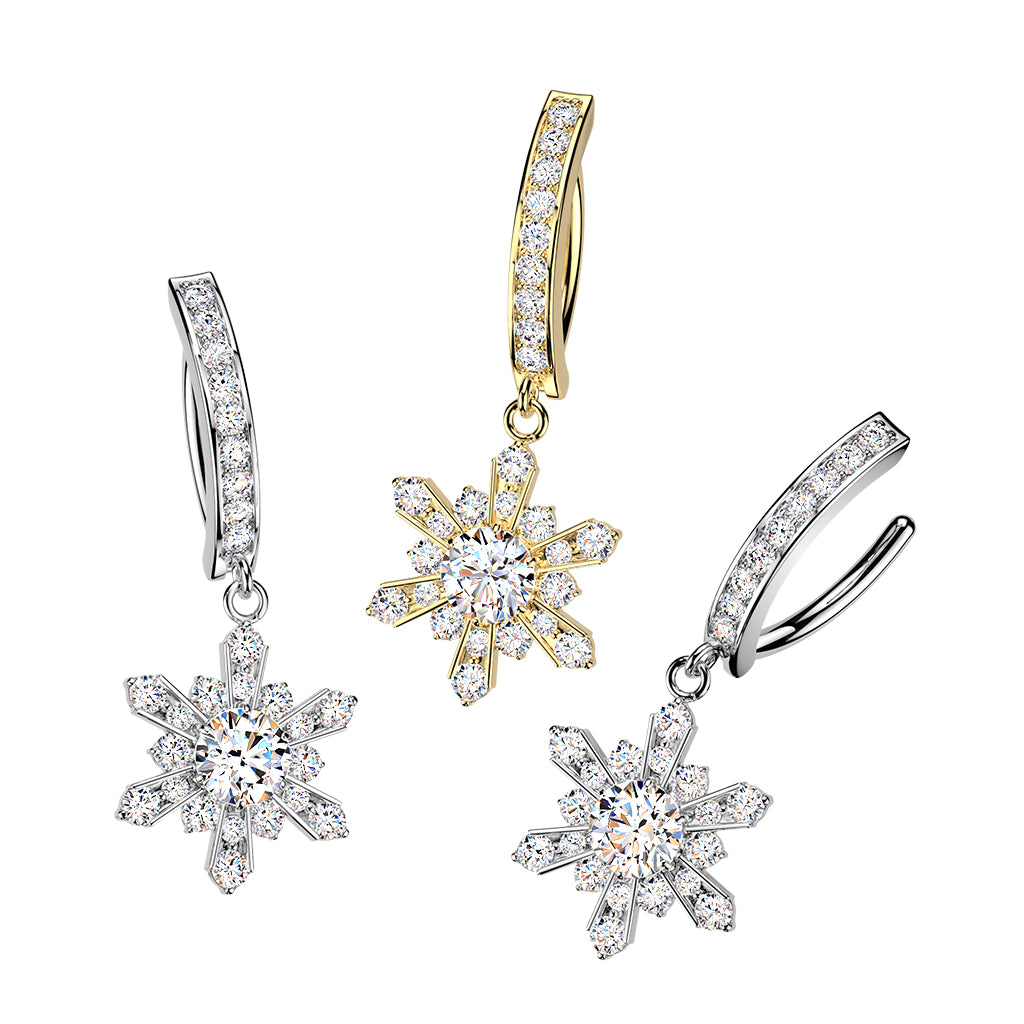 Radiant Snowflake Dangle Clicker 14g