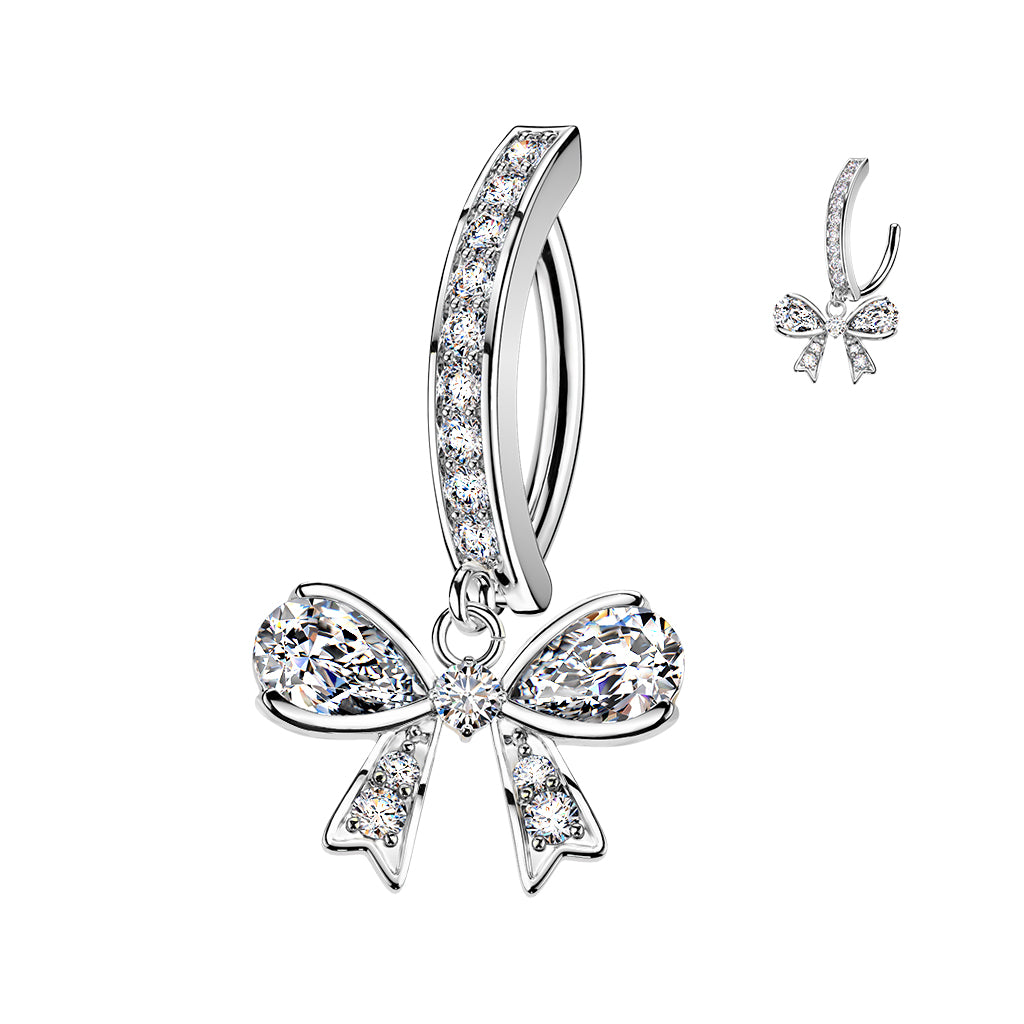 Crystal Ribbon Shine Dangle Clicker 14g
