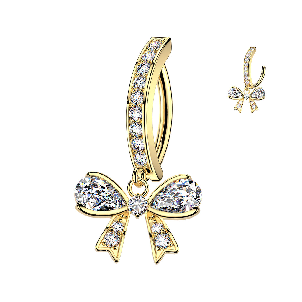 Crystal Ribbon Shine Dangle Clicker 14g