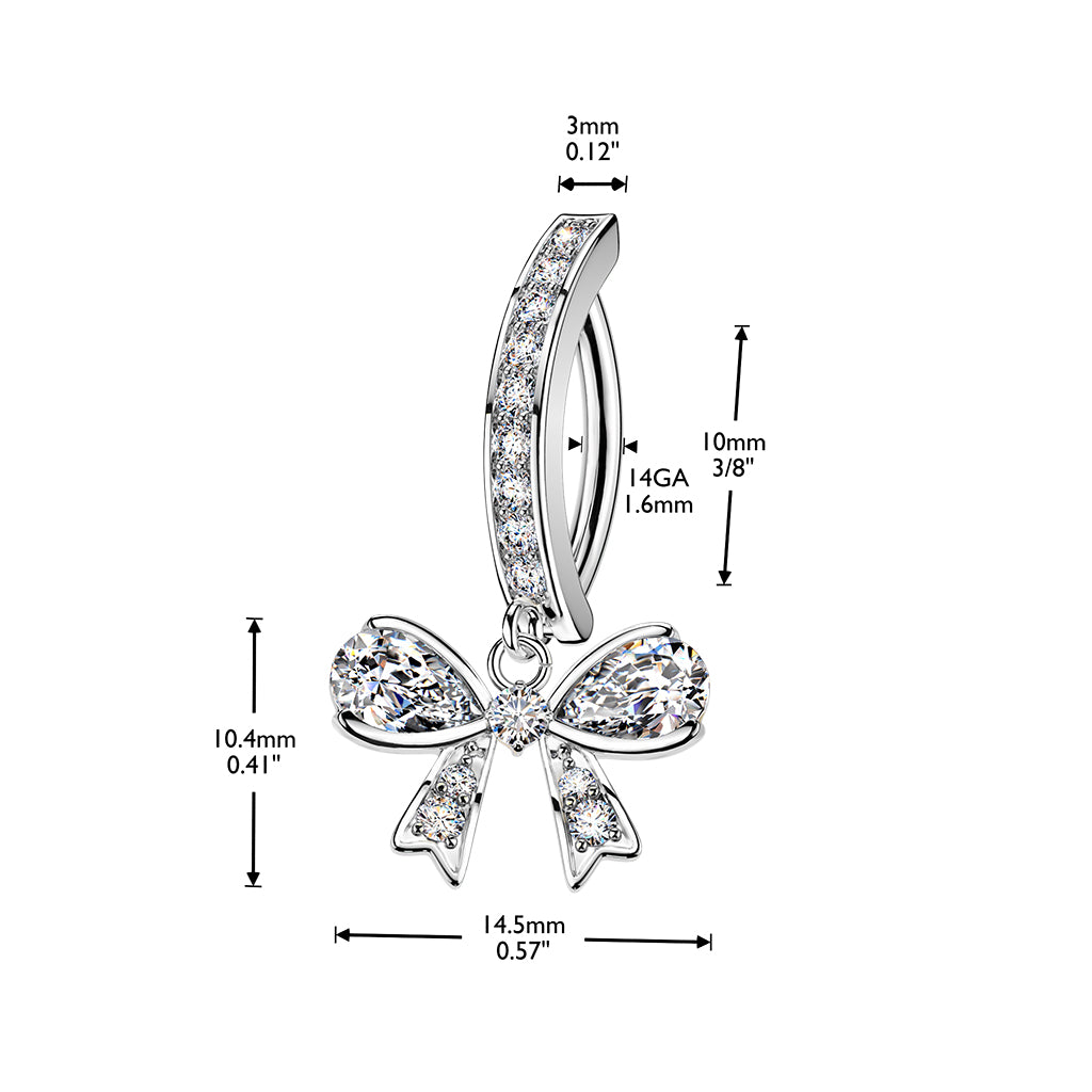 Crystal Ribbon Shine Dangle Clicker 14g