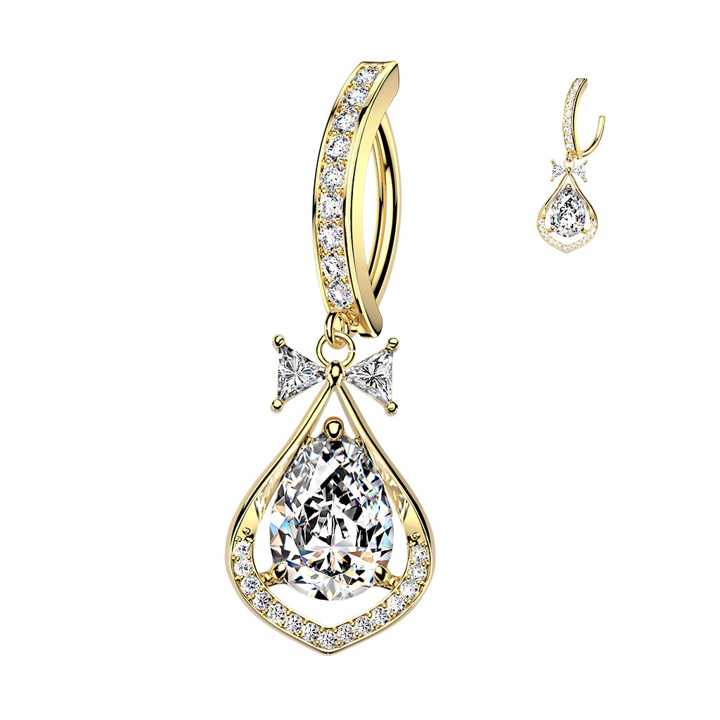 Bow Tear Drop Dangle Clicker 14g