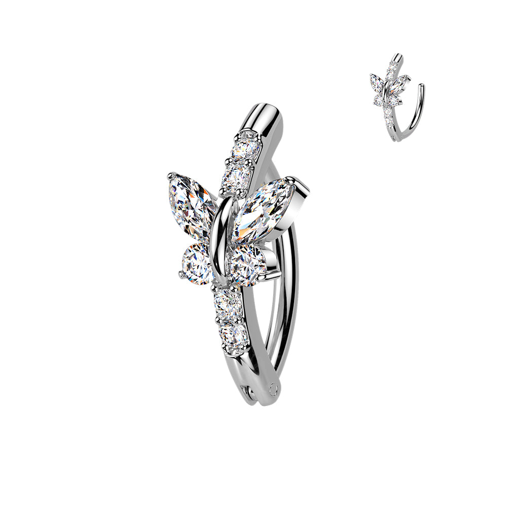 Butterfly Claw-Set Crystal Clicker 14g