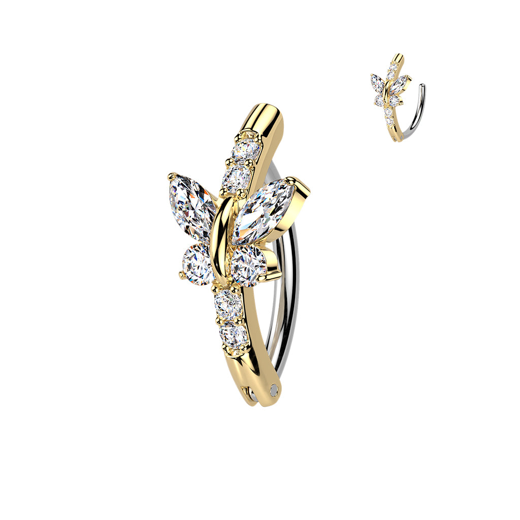 Butterfly Claw-Set Crystal Clicker 14g
