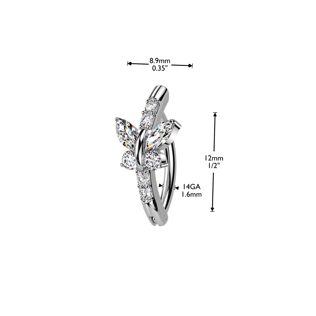 Butterfly Claw-Set Crystal Clicker 14g