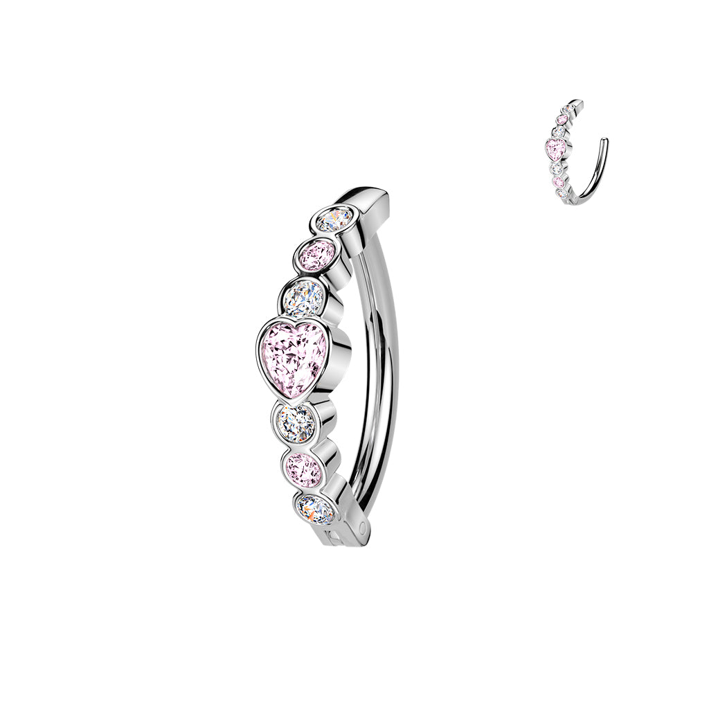 Heartbeat Crystal Navel Clicker 14g