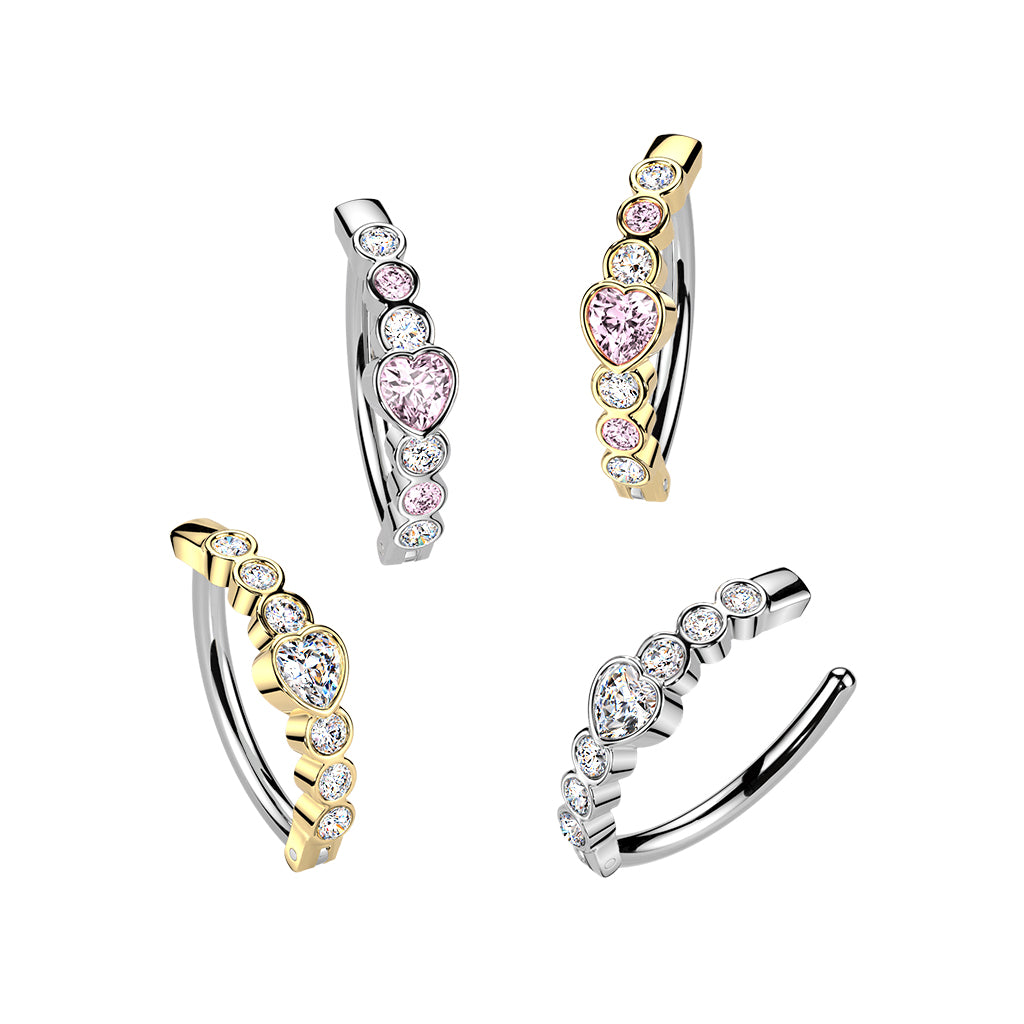 Heartbeat Crystal Navel Clicker 14g