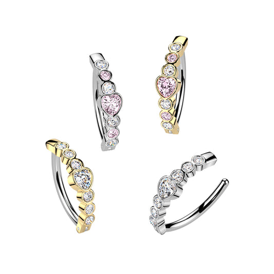 Heartbeat Crystal Navel Clicker 14g