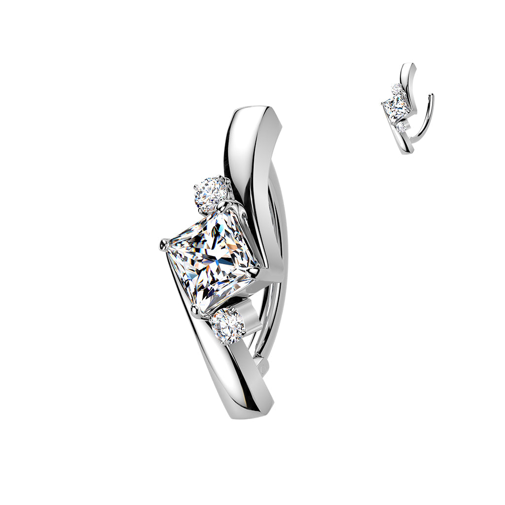 Quadrant Halo Crystal Navel Clicker 14g