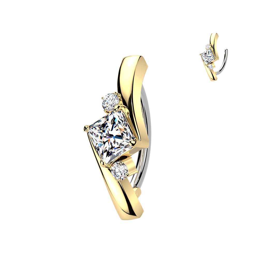 Quadrant Halo Crystal Navel Clicker 14g