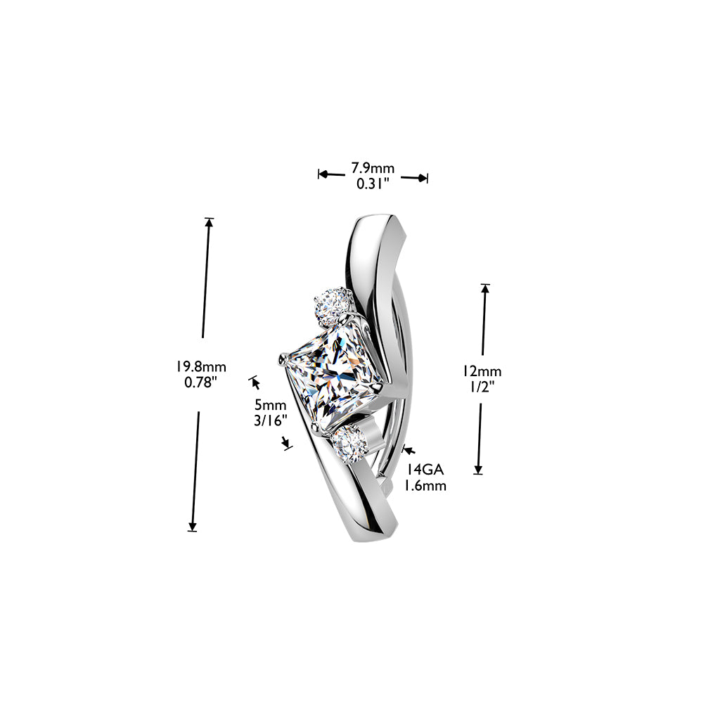 Quadrant Halo Crystal Navel Clicker 14g