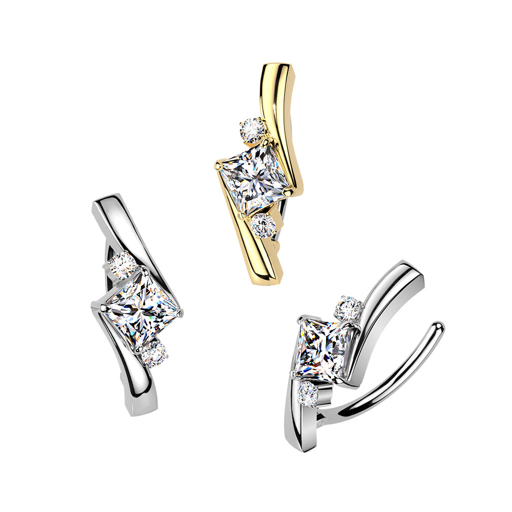 Quadrant Halo Crystal Navel Clicker 14g