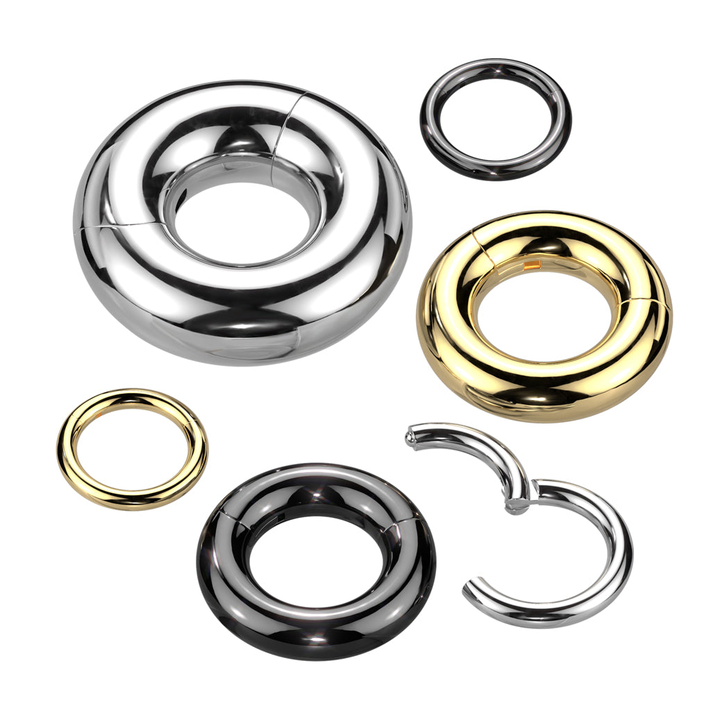 Premium G23 Titanium Heavy Gauge Hinged Segment Ring 12g - 00g