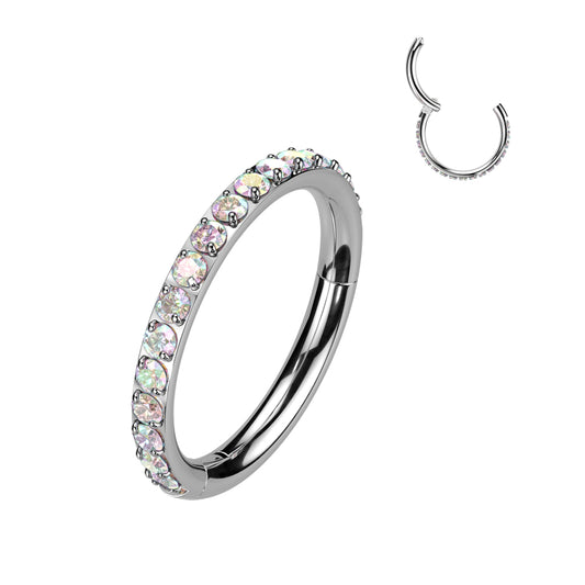 PREMIUM Titanium Claw-Set Crystal Edge Segment Ring 16g