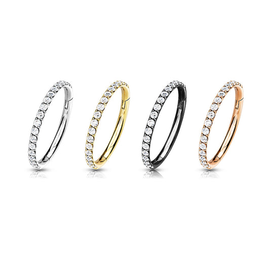 Premium G23 Titanium Claw-Set Crystal Edge Segment Ring 14g