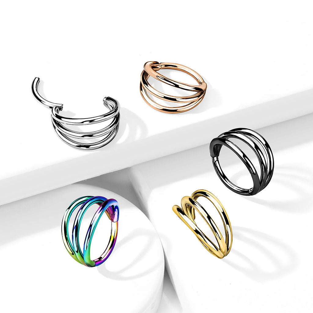 Premium G23 Titanium Triple Stack Hinged Segment Ring 18g - 16g